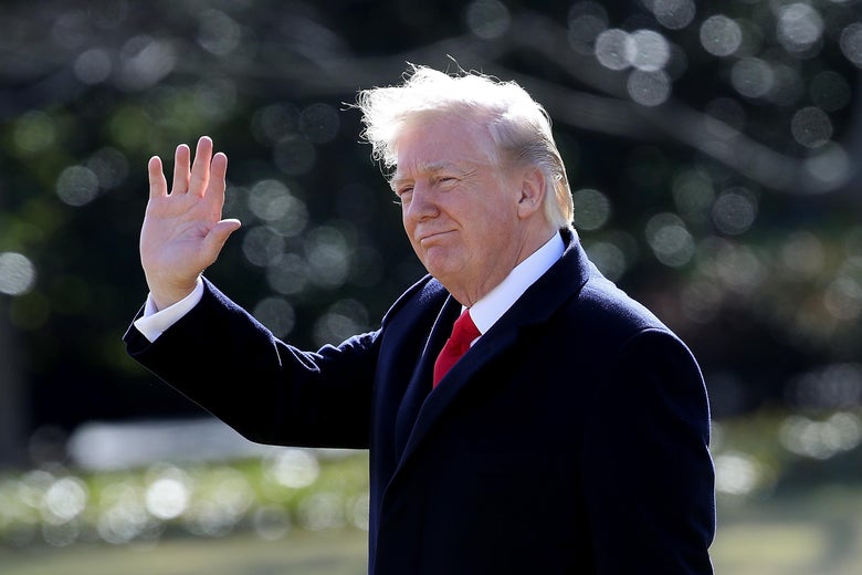 WASHINGTON, DC - FEBRUARY 02: U.S. President Donald Trump departs the White House February 2, 2018 in Washington, DC. Following the release of a controversial memo by the House Permanent Select Committee on Intelligence related to the investigation of Russian influence in the U.S. electoral process, Trump is scheduled to visit the Customs and Border Protection National Targeting Center later in the day before traveling to Florida for the weekend. (Photo by Win McNamee/Getty Images)
